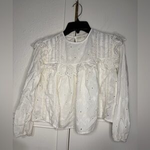 Zara Kids White Eyelet Blouse size 10
